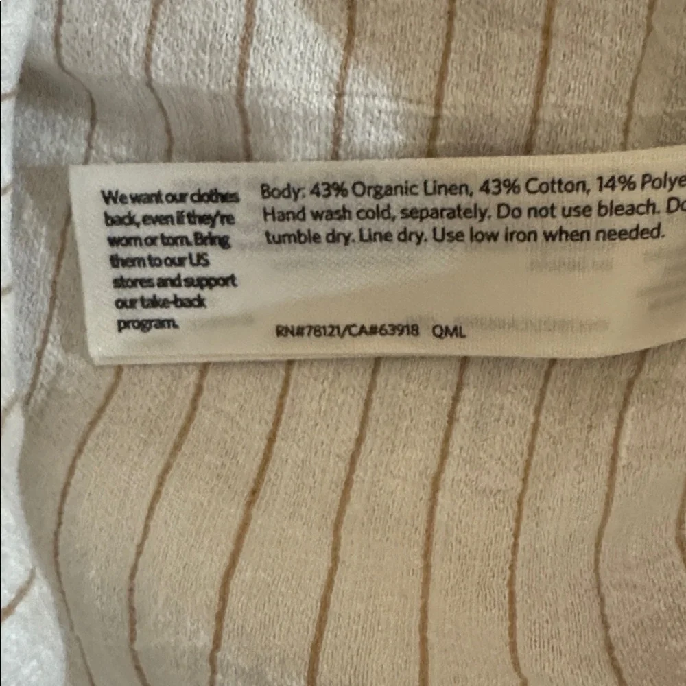 Eileen Fisher Beige and White Striped Shirt never worn size Medium - Picture 9 of 9